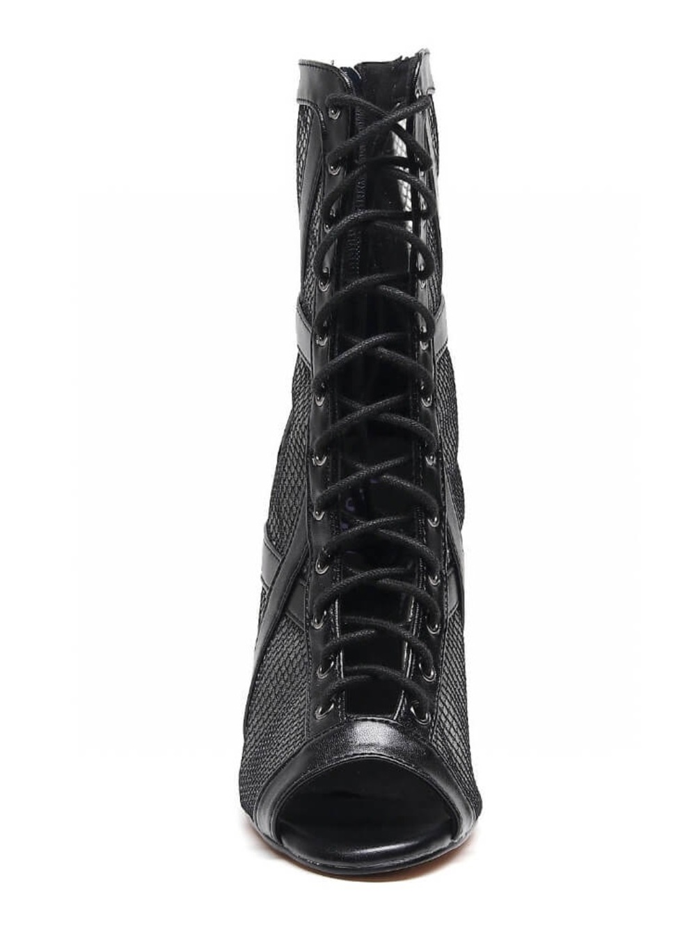 Burju Dance- Xiomara Open Toe Cross Design Fishnet Mesh Ankle Boots - Picture 3 of 11